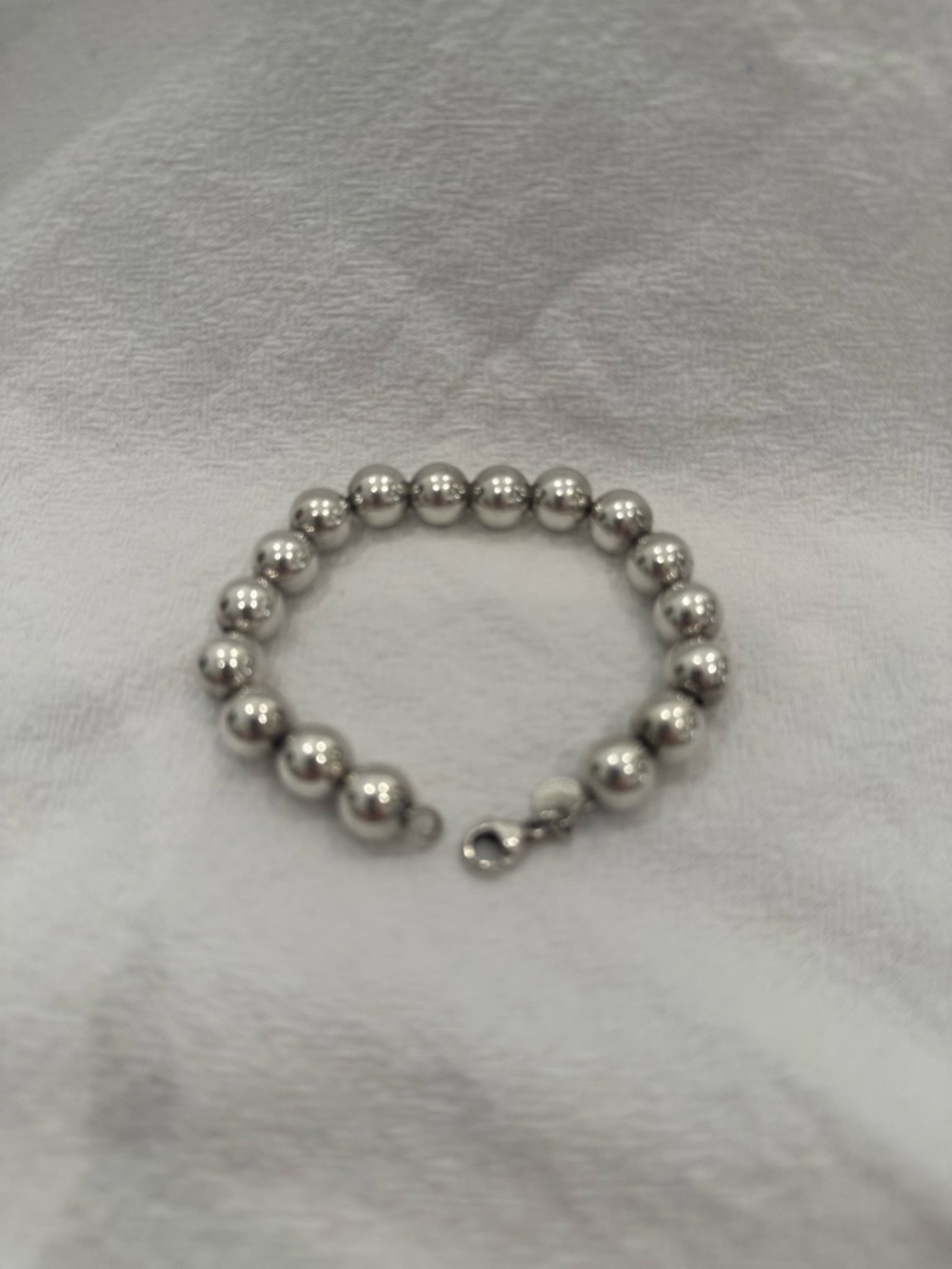 AUTHENTIC Tiffany & Co. Silver Tag Charm Sterling Silver Bead Bracelet